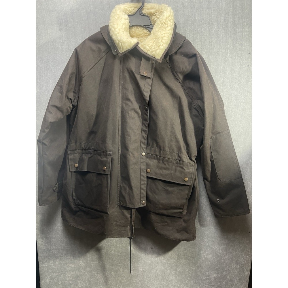 Outback Trail Oilskin Waxed Cotton Jacket With Driza-Bone Wool Liner Coat XL
